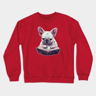 Funny french bulldog reading book Crewneck Sweatshirt